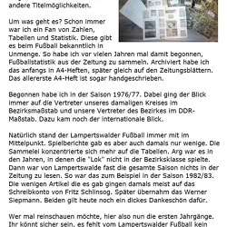 Fußball in der Zeitung -> Jahrelanges Hobby
